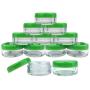 (Quantity: 25 Pieces) Beauticom 5G/5ML Round Clear Jars with GREEN Lids for Lotion, Creams, Toners, Lip Balms, Makeup Samples - BPA Free