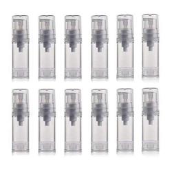 XINGZI 12Pcs 5ml Empty Airless Vacuum Pump Bottle Refillable Plastic Cream Lotion Bottle Travel Sample Bottles for Cosmetic Make-up Toiletries Liquid Storage Container Vial Jars