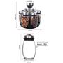 Kitchen Storage Spice Rack With 6 Glass Jars Rotatable Organizer Revolving Tray Countertop Container Shelf Turntable Holder For Cabinet Pantry (Size : 15x15x16cm)