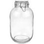 Folinstall 128 FL OZ Round Glass Canning Jar, Wide Mouth Mason jars with Clip Top Lids for Bathroom or Kitchen - Food Storage Containers, Clear, 1 Gallon (Include 1 Piece Replacement Gaskets)