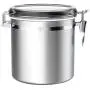 Stainless Steel Airtight Canister for Kitchen, Large Flour Coffee Bean Tea Cereal Sugar Cookie Metal Food Storage Canisters with Clear Lid and Sturdy Locking Clamp