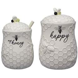 youngs Inc Ceramic Jar w/Honey Dip, Multi