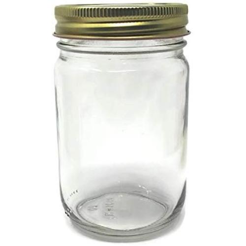 12 oz Old Fashioned Glass Jar with Gold Metal Non-Button Lid 12-Pack by Packaging For You