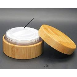 1Pcs 1OZ/30ml Empty Refillable Eco-friendly Bamboo Comestic Make-up Loose Powder Box Case Jar Pot Container Holder With Screw Lid Powder Puff And Sifter