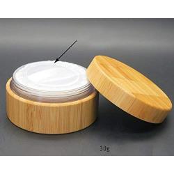 1Pcs 1OZ/30ml Empty Refillable Eco-friendly Bamboo Comestic Make-up Loose Powder Box Case Jar Pot Container Holder With Screw Lid Powder Puff And Sifter