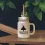Bouteille en verre décorée de flocons de neige : Forest Green, Joyeux Noël Avec Pailles. Bouteille en verre décorée de flocons de neige : Forest Green, Joyeux Noël Avec Pailles.