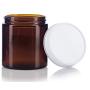 Amber Thick Glass Straight Sided Jar with White Metal Airtight Lid - 4 oz / 120 ml (12 pack) + Spatulas