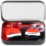 DoPake portable stainless steel tin box 2-5ml silicone container jars,non-stick storage wax carrying case with bonus stainless steel spoons (Black&White&Red)