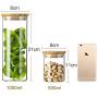 ALXDR Clear Glass Food Storage Containers for Tea, Coffee Beans, Candy, Cookie, 1000Ml 3 Packs Glass Jars with Airtight Bamboo Lid