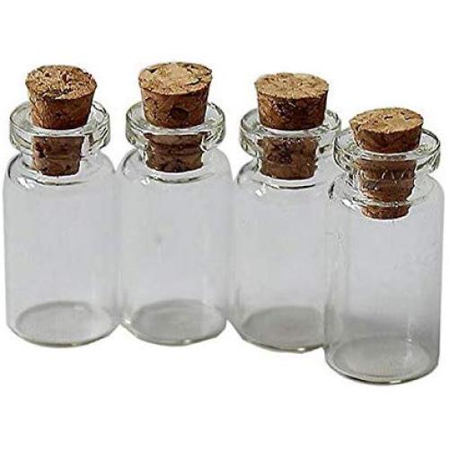 10Pcs Small Glass Jars Jar Message Vials Cheap Cork Stopper Bottle Diy Strap Small Glass Storage Bottle 2412Mm,Clear