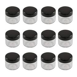 50Pcs Empty Refillable Clear Plastic Travel Cosmetic Cream bottle Jars with Black Lid For Cosmetic Sample Packing Makeup Face Cream Eye Cream Ointment(15g/0.5oz)