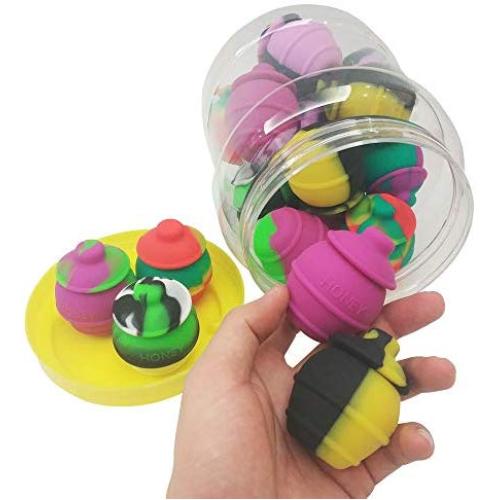 Silikone Behälter 20er Set – 35ml Honiggläser, Sortierte Farben für Konzentrat, Wachs, Öl – Dab-Behälter (2)