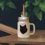 Yellow Finnish Lapphund Silhouette Frosted Glass Mason Jar With Straw Yellow Finnish Lapphund Silhouette Frosted Glass Mason Jar With Straw
