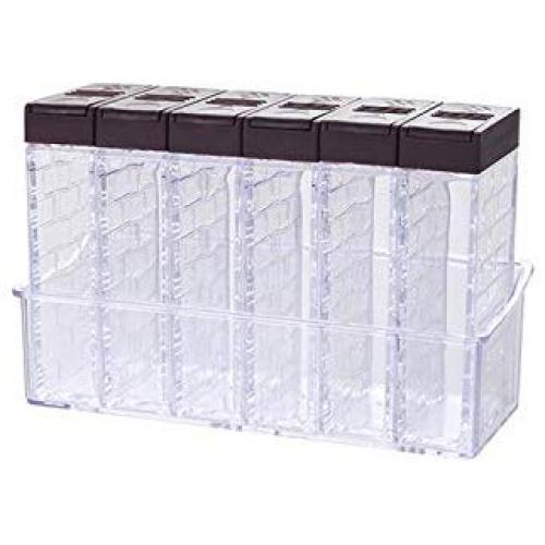 Kitchen Seasoning Boxes Bottles Jars Plastic Spice Lid Storage Organizer Sugar Pepper Layers Box Home,Brown