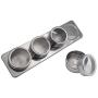 4 pcs.Magnetic Spice Jars Tin Stainless Steel Storage Container Clear Lid