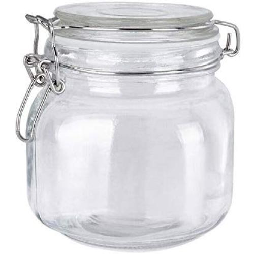 AKKAPEARY 750ML Airtight Wide Mouth Quart Jam Spice Clear Glass Preserving Jar Canning Food Prep Storage Cooking Baking Tool Cookware Serveware Tabletop Home Kitchen Restaurant Hotel Holiday Gift