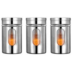UPKOCH Seasoning Bottle Shaker Spice Bottle Airtight Spice Storage with Top Rotatable Stainless Steel Jar Adjustable Condiment Bottle (3pcs 100ML)