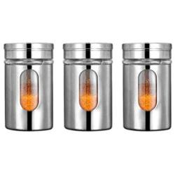 UPKOCH Seasoning Bottle Shaker Spice Bottle Airtight Spice Storage with Top Rotatable Stainless Steel Jar Adjustable Condiment Bottle (3pcs 100ML)