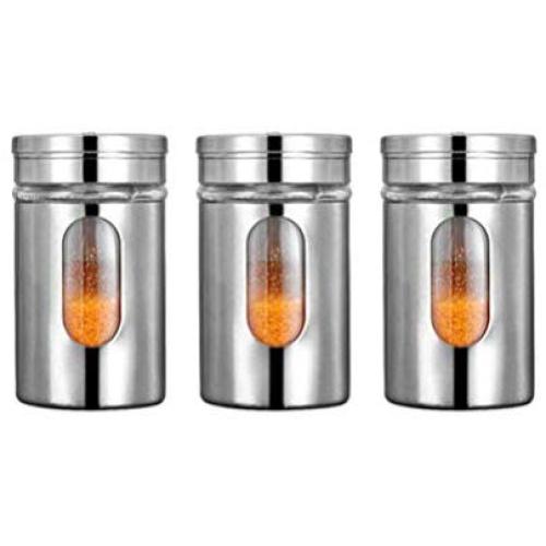 UPKOCH Seasoning Bottle Shaker Spice Bottle Airtight Spice Storage with Top Rotatable Stainless Steel Jar Adjustable Condiment Bottle (3pcs 100ML)