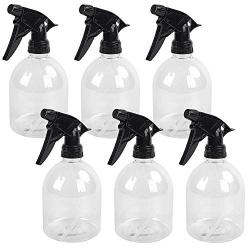 Plastic Spray Bottles 6pcs 16oz Empty Clear Spray Bottle with Black Trigger Sprayers, Adjustable Nozzle, for Cleaning Solutions, Planting, Cooking