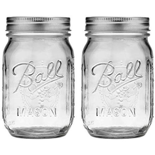 Ball Jar, Set of 2 389579 Pint Regular Mouth Mason, Pack Of 2, Clear