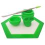 SZBS 10 Sets Silicone Hexagon Mat 15ml Container Skull-Shape Container Wax Oil Container Concentrate Storage Containers Wax Silicone Jars (Green, 10)
