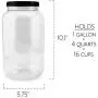 Cornucopia Gallon Plastic Jars (2-Pack); Clear Round Containers with Black Ribbed Lids, BPA-Free 4-Quart Large Size Cornucopia Gallon Plastic Jars (2-Pack); Clear Round Containers with Black Ribbed Lids, BPA-Free 4-Quart Large Size