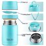 Lunch Food Jar - Vacuum Insulated Lunch Thermos with folding Spoon & Build-in Handle - Stainless Steel Lunch Box for Hot Food (1000ml/34oz, blue)