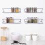 Spice Racks Wall Mounted Jar Bottle Storage Rack 4 Pack for Kitchen Cabinet Pantry Door, Sliver (Medium)