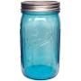 Ball Mason Jars 32 oz Wide Mouth Aqua Blue Colored Glass Bundle with Non Slip Jar Opener- Set of 2 Quart Size Mason Jars - Canning Glass Jars with Lids and Bands