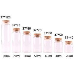 | Storage Bottles & Jars | 24pcs Dia 37mm 20ml/30ml/40ml/50ml/60ml/90ml Transparent Glass Spice Wishing Bottles Jars with Cork Stopper Wedding Favour Gift | by HUDITOOLS | 1 PCs