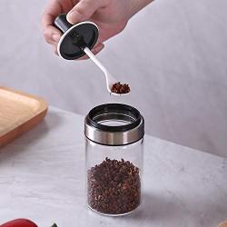 Kitchen Supplies Glass Seasoning Bottle Salt Storage Box Spice Jar With Spoon Creative Stainless Steel Storage Box Home,Clear