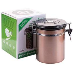 Airtight Coffee Bean Sealed Can Container With Exhaust Valve Stainless Steel Coffee Storage Coffee Tea Storage Jar Canister Container Pot Tank Stainless Steel for Coffee Tea Sugar Cereal Brown by SOP