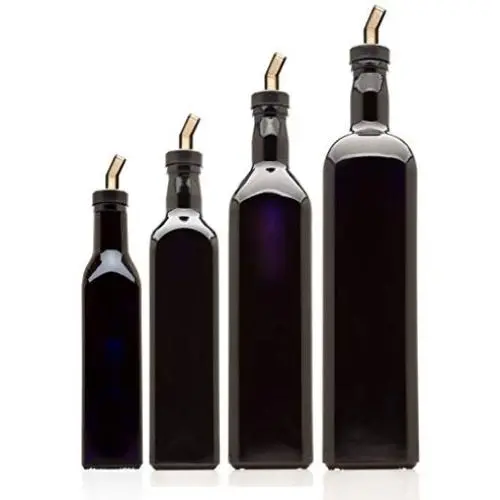 Unendliche Glasbehälter, quadratische Öldosen-Set mit Auslaufstopfen (4er-Set, 250 ml - 1 L)