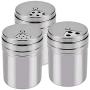 JUSTDOLIFE Spice Bottles Stainless Steel Seasoning Bottles Kitchen Accessary with Rotatable Shaker Top 3PCS