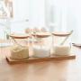 TNKML Creative Glass Seasoning Jar Salt Shaker Sugar Bowl Three-Piece Kitchen Tools Transparent Storage Jar Spice Container