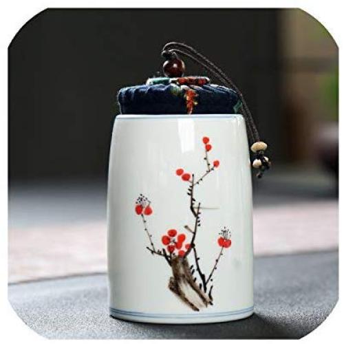 Ceramic Hand painted Tea Cans Kitchen Storage Jars Dry Fruit Containers Pot Food Tanks Jars For Spices Sugar Bowl 6 Patterns,plum blossom