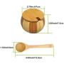 Set of 3 Bamboo Spice Box Set with Spoon, Salt and Spices Storage Containers with Lids and Seasoning Box for Kitchen and Home