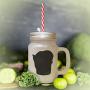 Red Tonkinese Cat Head Silhouette #1 Frosted Glass Mason Jar With Straw
