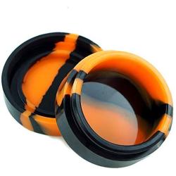 YHSWE 1pcs 22ml Large Non-stick Round Silicone Dab Container Storage Jar Food Grade (Black/Orange)