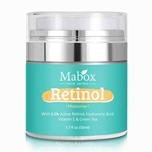 Mabox Moisturizer Cream for Face and Eye Area with 2.5% Active Retinol, Hyaluronic Acid, Vitamin E. Anti Aging Formula Reduces Wrinkles, Fine Lines. Best Day and Night Cream (1.7 Fl. Oz)