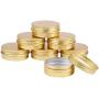 Healthcom 12 Pcs 2 Oz/60ml Round Aluminum Tin Cans with Screw Lids Metal Steel Tins Container Cream Jars Empty Lip Balm Tin Travel Cosmetic Sample Containers for Salve Spice Candies,Golden