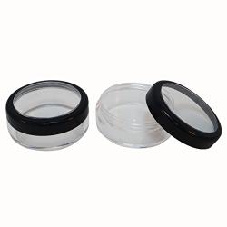 Made in Taiwan Plastic Clear Jar w Window Black Rim Cap 20 gr (Pack of 2)