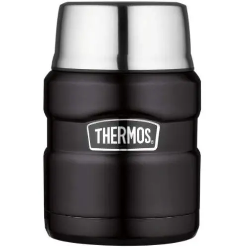 Bouteille isotherme Thermos Stainless King 16 oz avec Pot Alimentaire et Cuillère pliable, Noir Mat Bouteille isotherme Thermos Stainless King 16 oz avec Pot Alimentaire et Cuillère pliable, Noir Mat