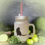 Green Tonkinese Cat Silhouette #2 Frosted Glass Mason Jar With Straw Green Tonkinese Cat Silhouette #2 Frosted Glass Mason Jar With Straw