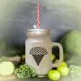 Yellow Multicolor Cone Ice Image Frosted Glass Mason Jar With Straw Yellow Multicolor Cone Ice Image Frosted Glass Mason Jar With Straw