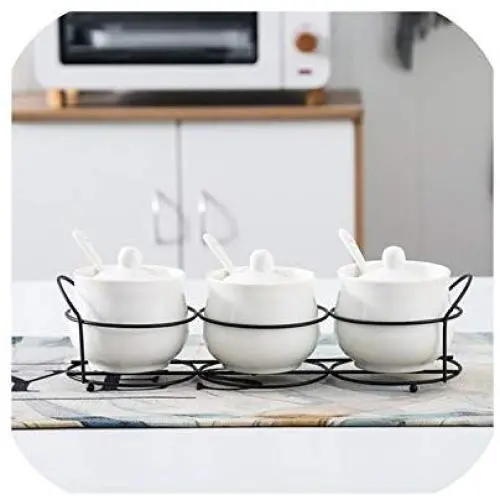 3 piece Ceramic Nordic Creative Seasoning Box Bottle Home Seasoning Jar Salt Can with Lid Kitchen Storage Tank Wedding Gift,C 3 piece Ceramic Nordic Creative Seasoning Box Bottle Home Seasoning Jar Salt Can with Lid Kitchen Storage Tank Wedding Gift,C