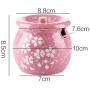 123Arts Ceramics Sakura Salt Sugar Storage Jar Seasoning Pot with Lid Spoon