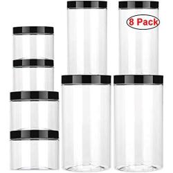 Mydio 8 Pack Stackable Airtight Food Storage Containers Empty Plastic Storage Jars Cereal Storage Containers, Wide-mouth Plastic Containers with Lids for Dry Foods-BPA Free