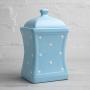 City to Cottage Handmade Light Sky Blue and White Polka Dot Large Ceramic 31.5oz/900ml Kitchen Storage Jar with Lid | Pottery Canister, Cookie Jar, Housewarming Gift